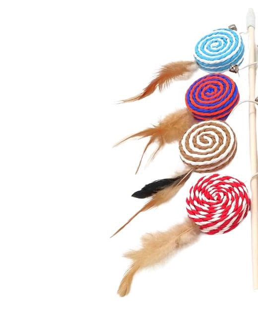 Katzenangel Sisal-Lolly mit Federn in allen Farben - Happy Scratchy