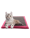Katze liegt auf Kratzkissen in der Farbe Pink / Grau - Happy Scratchy