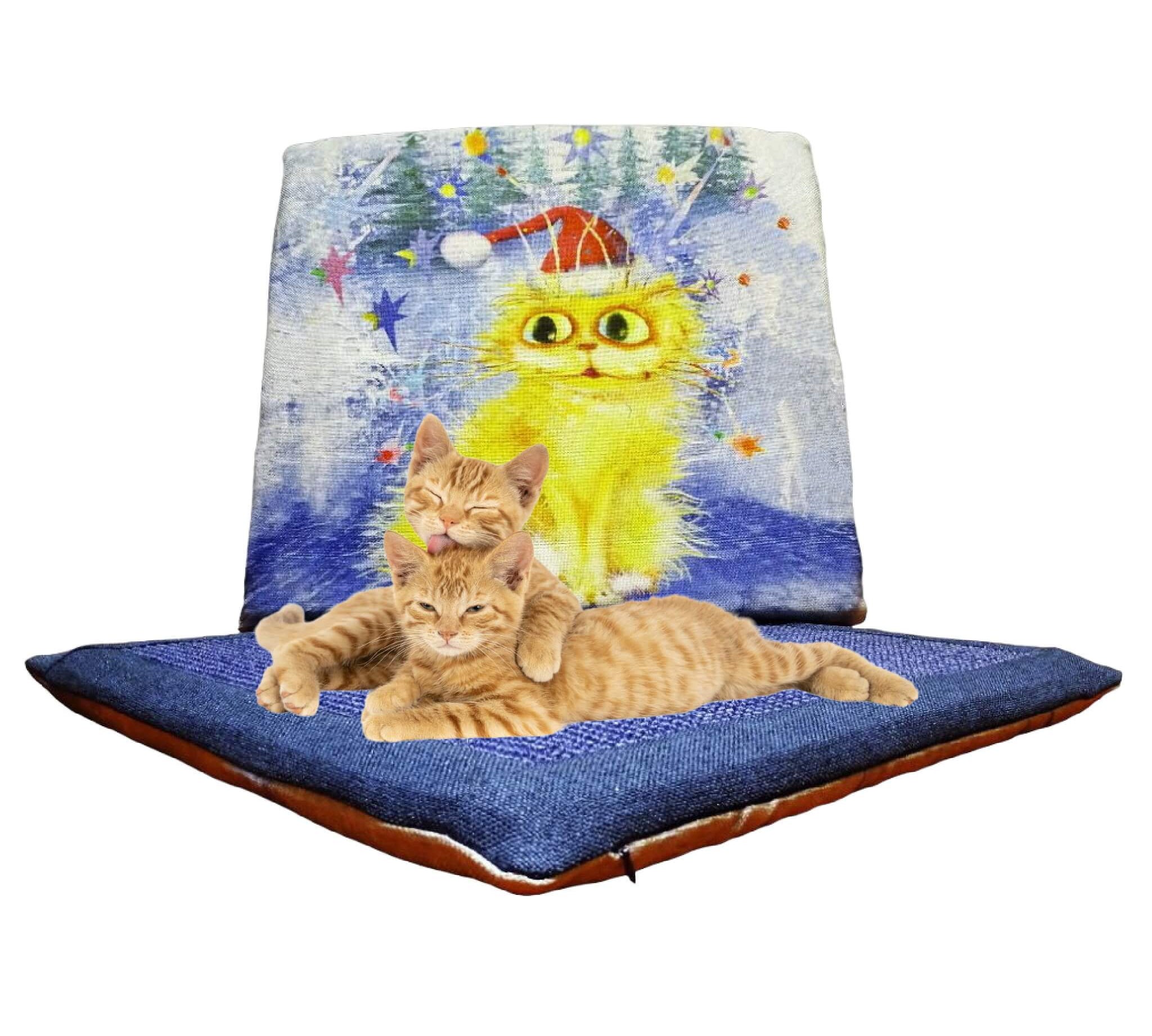 Kratzkissen in weihnachtlichem Design mit Katzen - Happy Scratchy