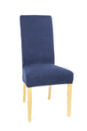 Vorderseite kratzfeste Stuhlhusse für Esszimmerstuhl in Blau - Happy Scratchy